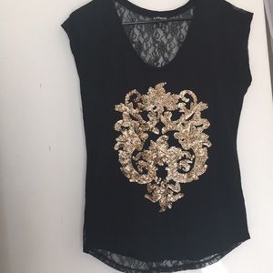 NWOT Express Small black top with sequin front